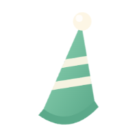 A striped conical party hat
